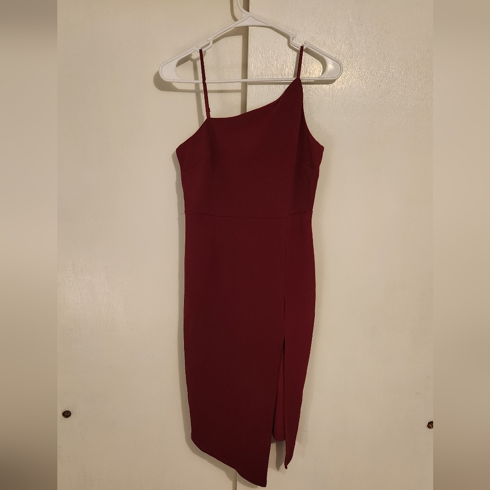 Burgundy Asymmetrical Dress